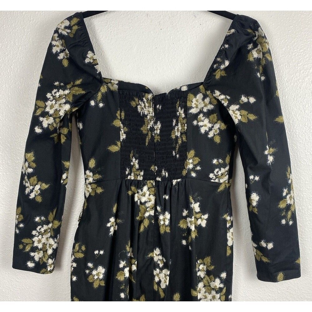 Reformation Floral Sweetheart Neck Midi Dress Long Sleeve Side Slit Size 6 - Picture 10 of 16